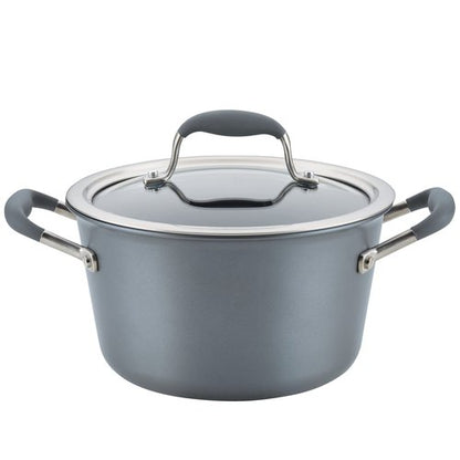 Anolon Advanced Home Hard-Anodized Nonstick Tapered Sauce Pan/Saucepot, 4.5-Quart (Moonstone)