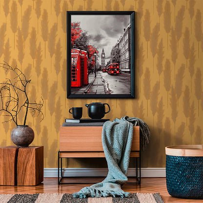 Red London Street Diamond Painting Kits Cute Gem Art Painting Full Drill Diamond Dots Paintings for Beginners DIY Diamonds Pictures for Adults Home Wall Decor 12x16 inch