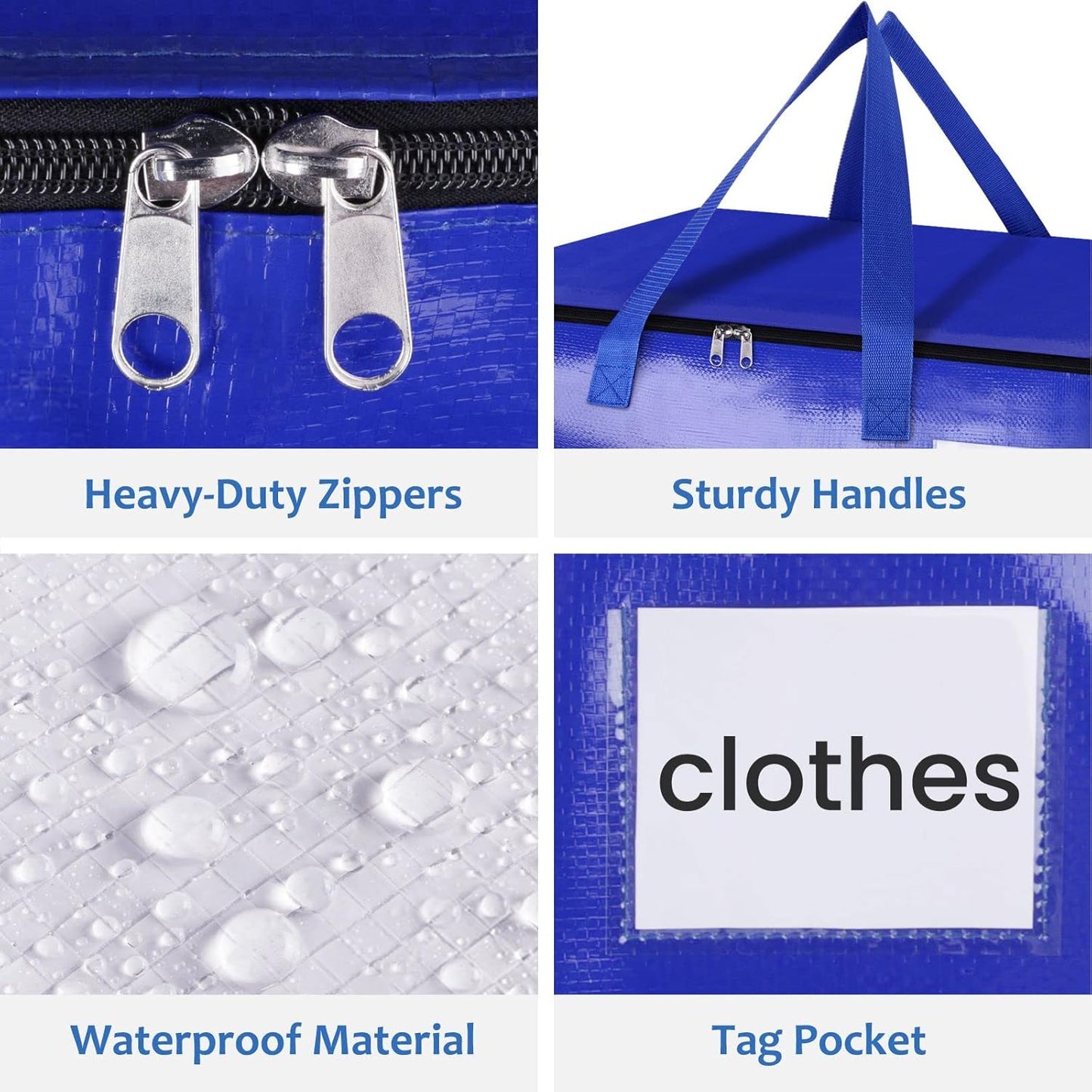 EpicTotes Supplies(125L, 6-Pack, Moving Bags, Storage Bags with Sturdy Handles and Heavy Duty Zippers, Storage Totes