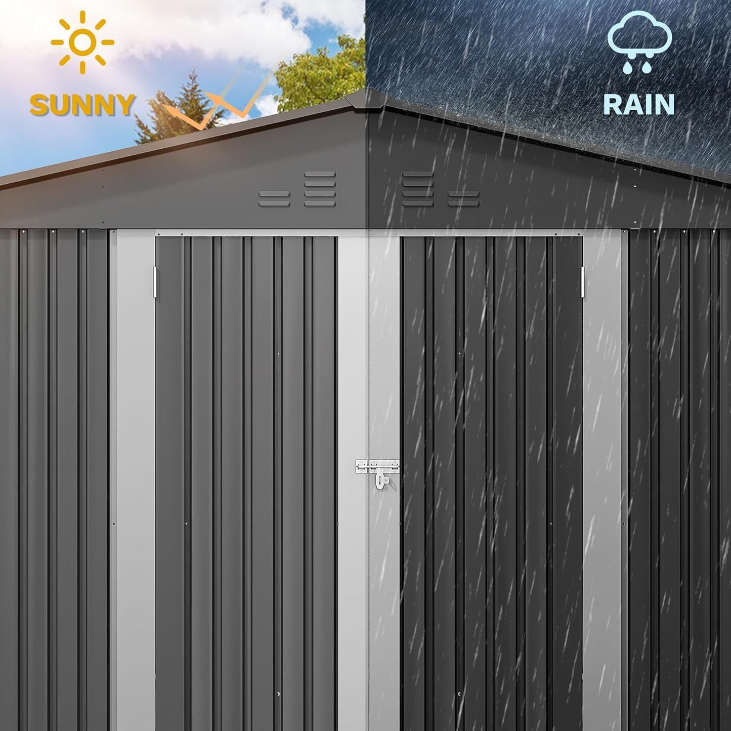 DWVO 10'x8' Large Metal Outdoor Storage Shed, Heavy Duty Tool Storage Sheds for Backyard Patio Lawn - Ideal for Bicycles, Garden Tools, and Lawn Equipment, Easy-to-Assemble, Dark Gray