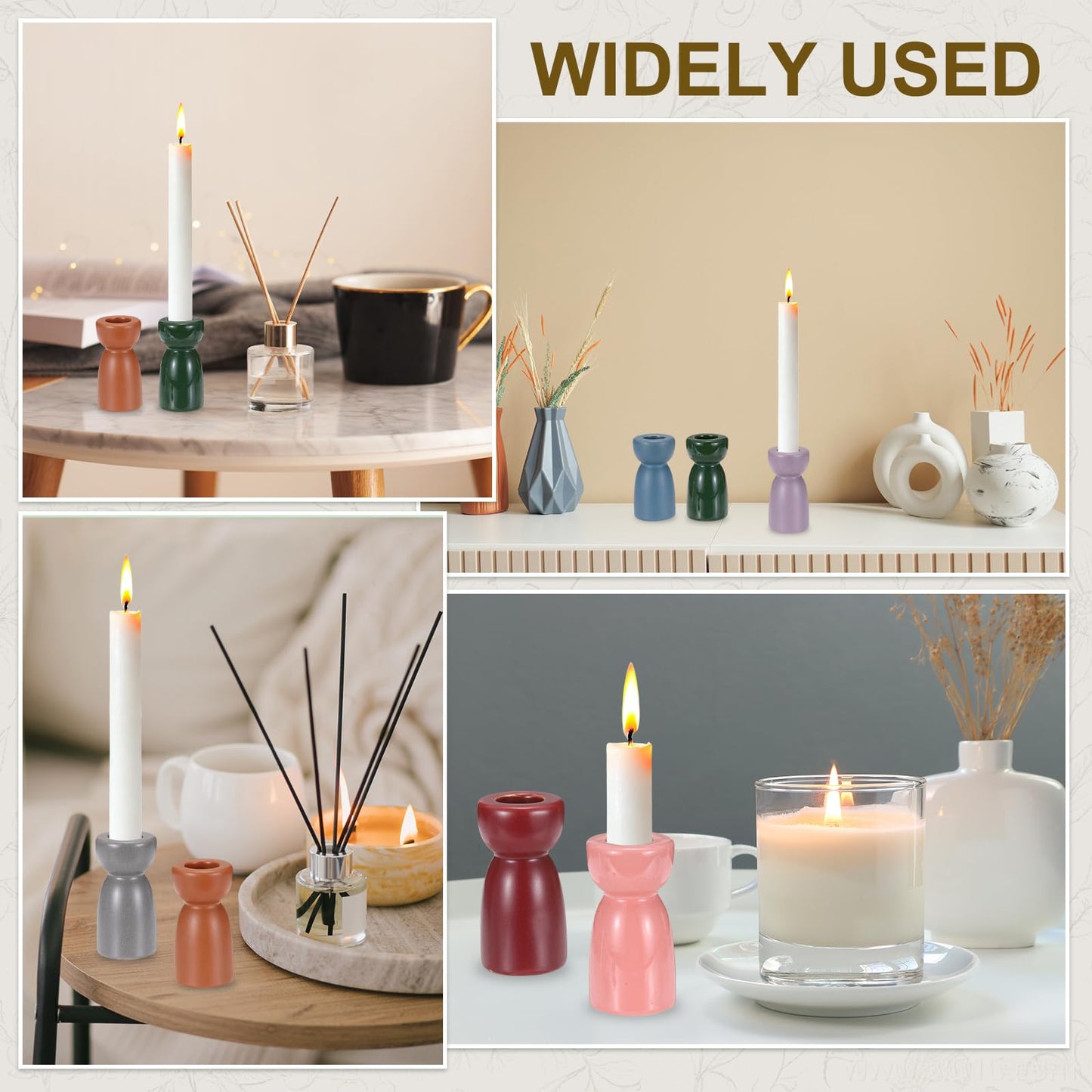 uxcell 2 Pack Candlestick Holder Bright Pink Ceramic Taper Candle Holder Candle Stand Holders Modern Style Decoration for Centerpiece Tabletops Anniversary