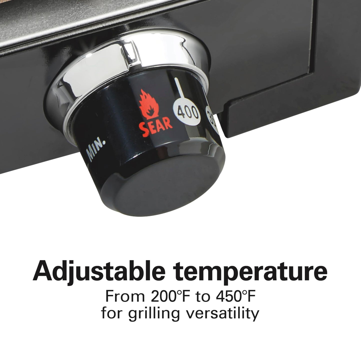 Hamilton Beach Electric Indoor Searing Grill with Adjustable Temperature Control to 450F, 118 sq. in. Surface Serves 6, PFAS-Free Removable Nonstick Grate, Stainless Steel (25360)