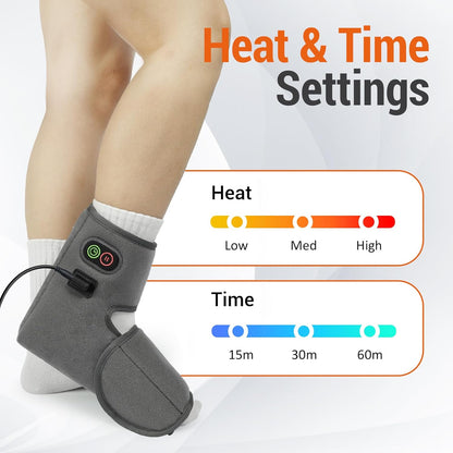Comfytemp Foot Heating Pad for Plantar Fasciitis, Foot Pain Relief Products for Achilles Tendonitis Sprained Ankle Heel Spur, Heated Ankle Wrap Warmer with 3 Heat and Time Sets