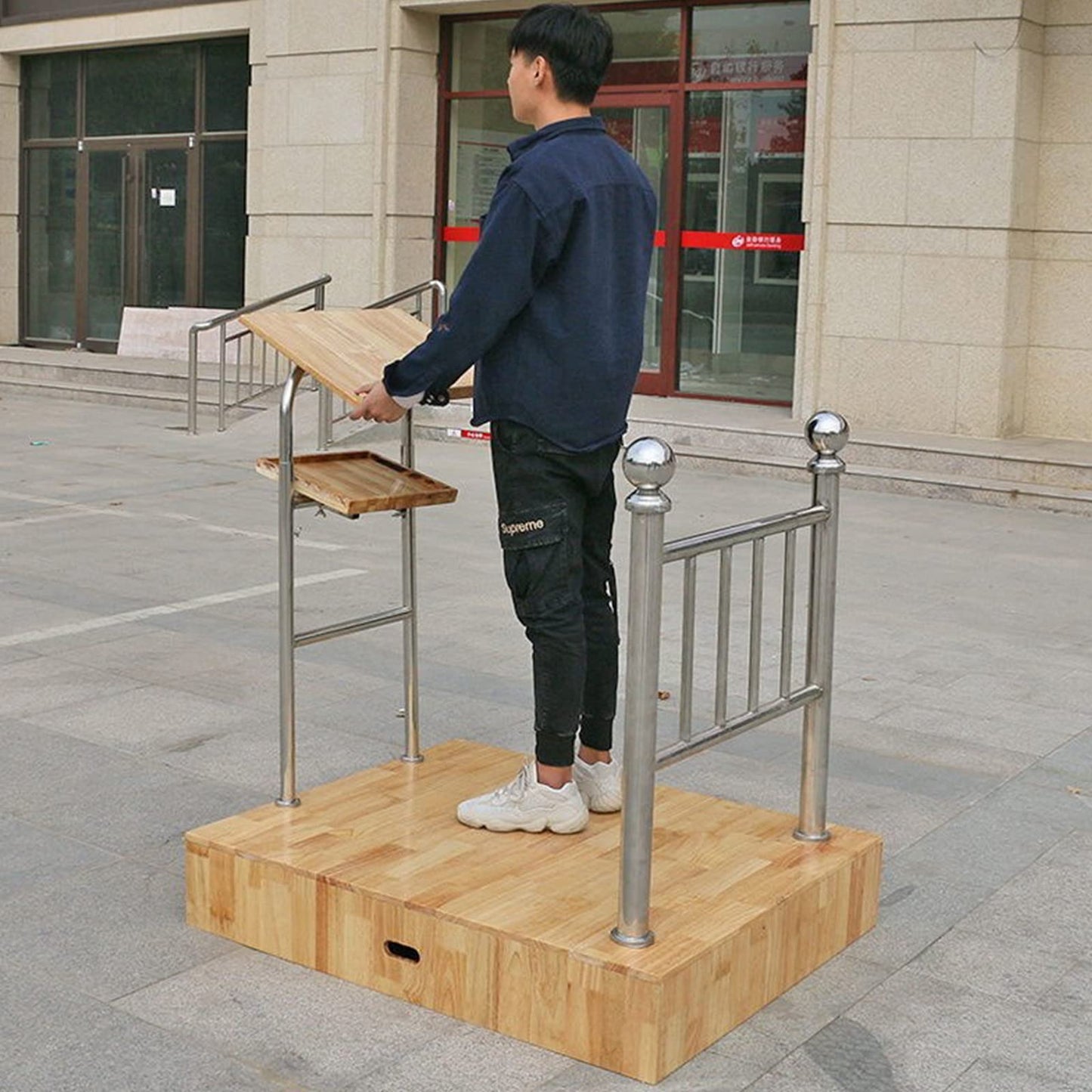 ZEELYDE Lectern Podium Stand,Solid Wood Podium Music Podium Student Platform Chorus Stage School Classroom Podium Leadership Conference Podium