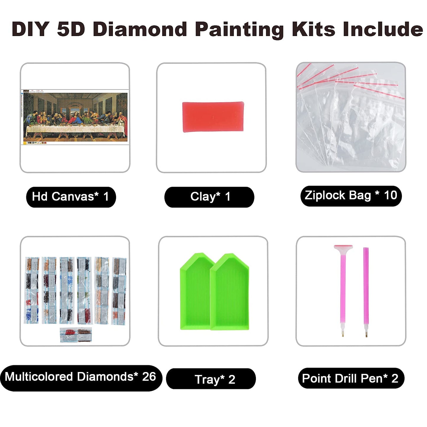 Diamonds Art Painting Kits for Adults DIY The Last Supper Christmas Gift 5D Round Diamonds Art Painting Full Drill Jesus Crystal Gem Home Wall Decor