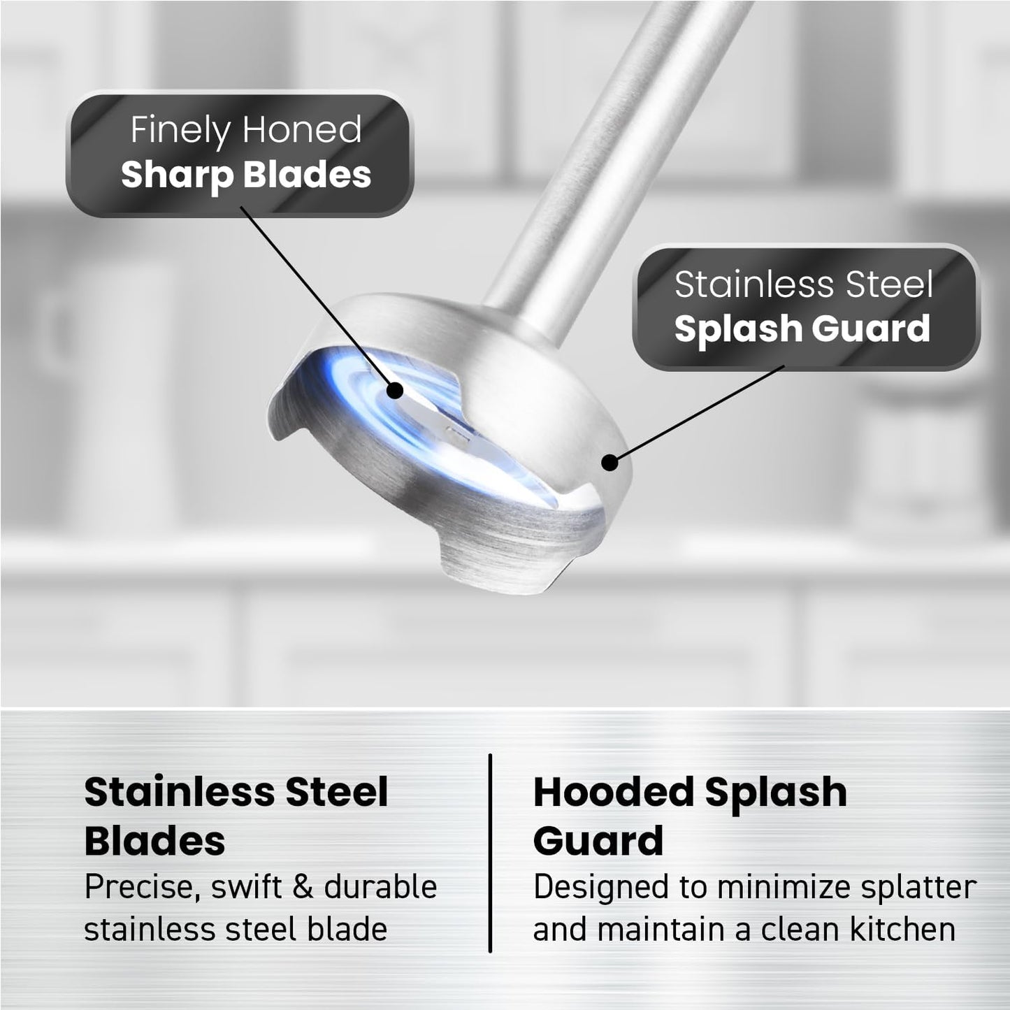 Elite Gourmet EHB1300 Cordless Rechargeable Hand Blender, Stainless Steel Blade, Variable Speed Blending, One-Touch