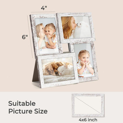 TWING 4x6 Collage Picture Frames White, Rustic Family Collage Picture Frames Wall Decor, Ideal Gift for Valentine's Day/Mother's Day, Wall Hanging or Tabletop