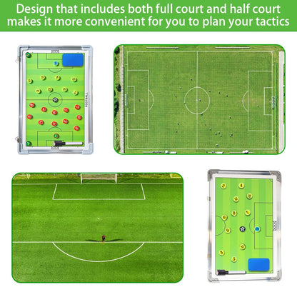Nuburbur Magnetic Soccer Coaching Board, Double-Sided Dry Erase Tactics Board with Player Markers, Pen and Eraser, Portable Clipboard for Coaches, Coach Training Equipment Coach Gift