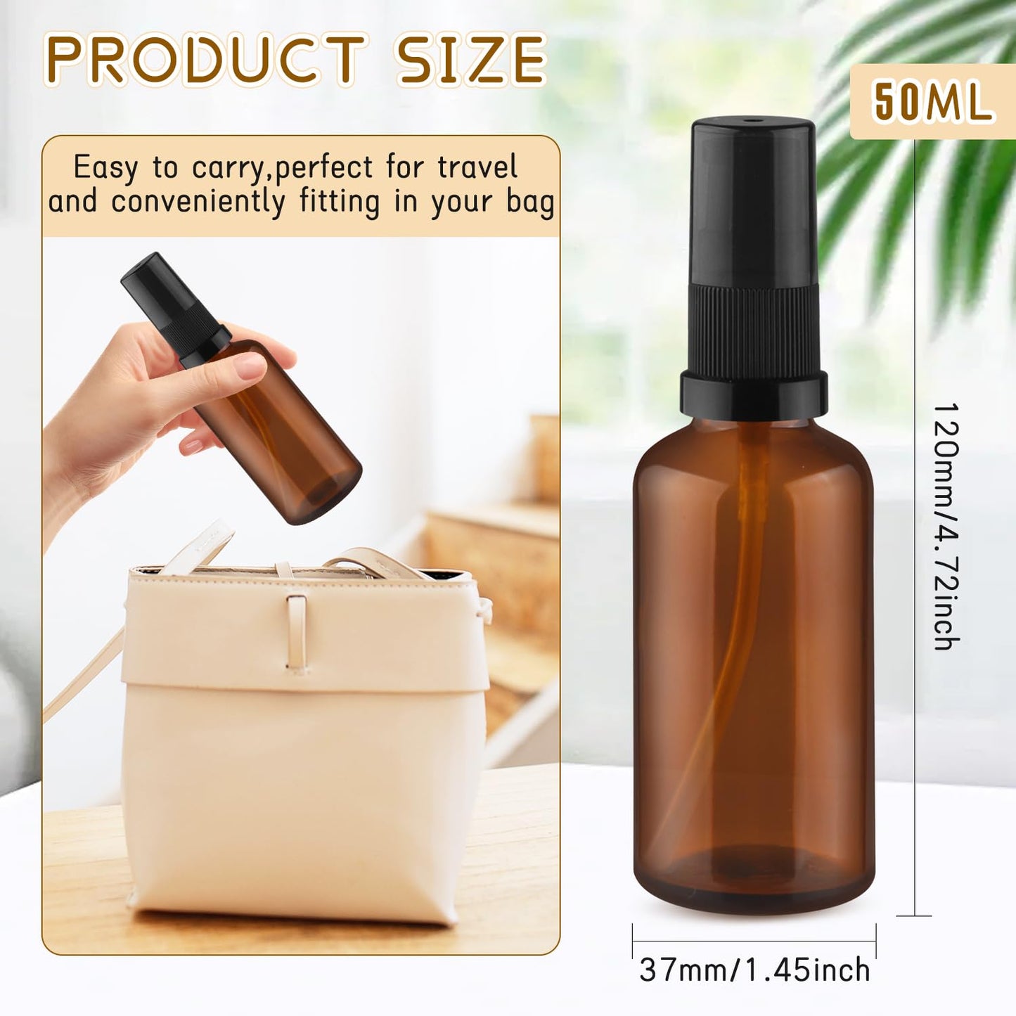 10 Pack Empty Amber Glass Pump Bottles Refillable Cream Lotion Bottles Travel Cosmetic Dispenser Bottle for Sample,Liton,Cream,Liquids Aromatherapy and More (50ml/1.7oz)