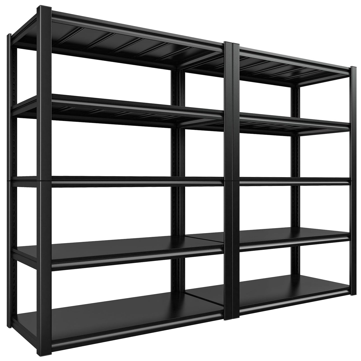 REIBII Garage Shelving 48.2" W Storage Shelves 3000LBS Heavy Duty Shelving Adjustable Metal Shelf Industrial 5 Tier Pantry Shelves for Basement Warehouse Supermarket 72.2"H x 24.2"D x 48.2"W, 2 Pack