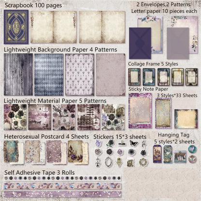 Diuhofart Ultimate Vintage Scrapbook Supplies & Junk Journal Kit - A6 Retro Notebook, Aesthetic Stationery Supplies, Craft Gift Set for Women, Perfect for Journaling & Scrapbooking