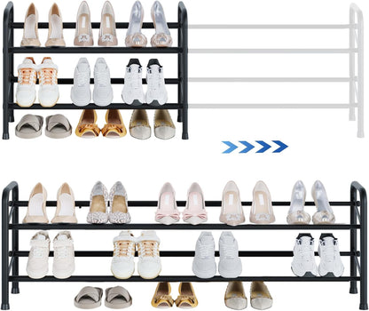 2 Closet, Closet, Housen Solutions Tier Expandable Shoe Rack for Adjustable Shoe Shelf Storage Organizer for Small