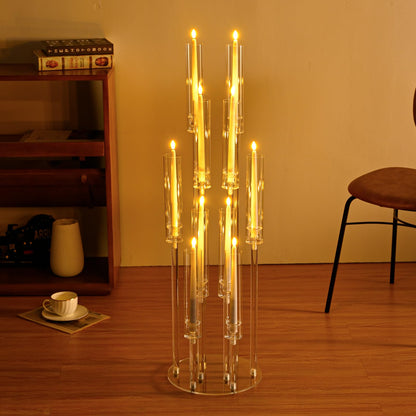 4 Sets 10 Arms Acrylic Candelabra Wedding Centerpiece,33.7Inches Floor Clear Candlesticks Holder with Acrylic Shade for Baby Shower Event Dinner Party Decoration(Fit 0.8Led Candles)