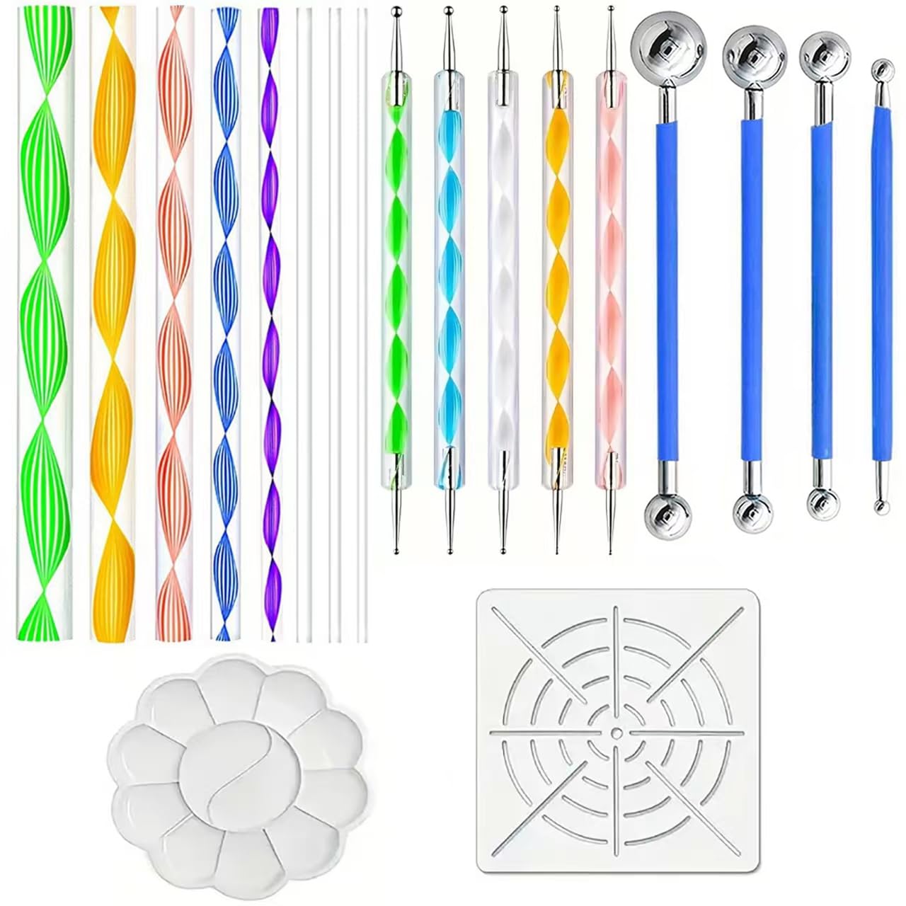 Mandala Dotting Tools Set, 19PCS Dot Painting Kit with Ball Stylus Pens, Acrylic Swirl Dotting Rods, Mandala Stencils & Paint Tray for Nail Art, Rock Painting, Pottery Clay, DIY Crafts for Beginners