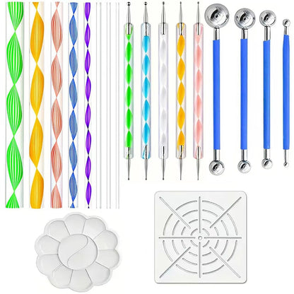 Mandala Dotting Tools Set, 19PCS Dot Painting Kit with Ball Stylus Pens, Acrylic Swirl Dotting Rods, Mandala Stencils & Paint Tray for Nail Art, Rock Painting, Pottery Clay, DIY Crafts for Beginners