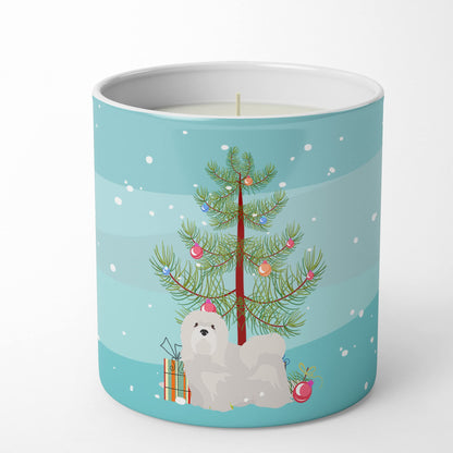 Caroline's Treasures CK3469CDL White Lhasa Apso Christmas Tree 10 oz Decorative Soy Candle Nature Soy Wax Essential Oil Home Decor Ideal for Bedroom Kitchen Bath Office Gift, 10 oz