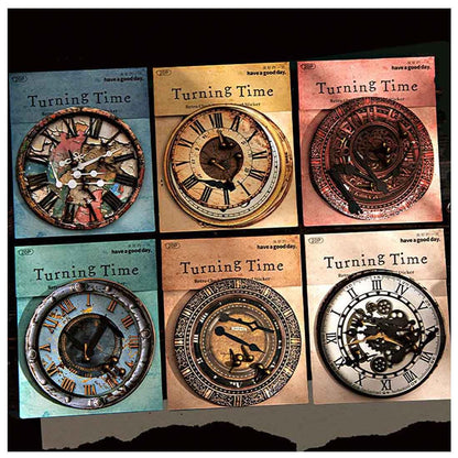 CraftBloom 90PCS Steampunk Clock Junk Journal Supplies, Vintage Cardstock Clock Faces with Movable Hands & Metal Brads, DIY Scrapbook Embellishments for Junk Journal, Collage, Mixed Media Craft