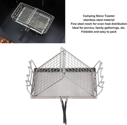 Camping Stove Toaster Outdoor Barbecue Bread Rack, Portable Stovetop Folding Cake Baking