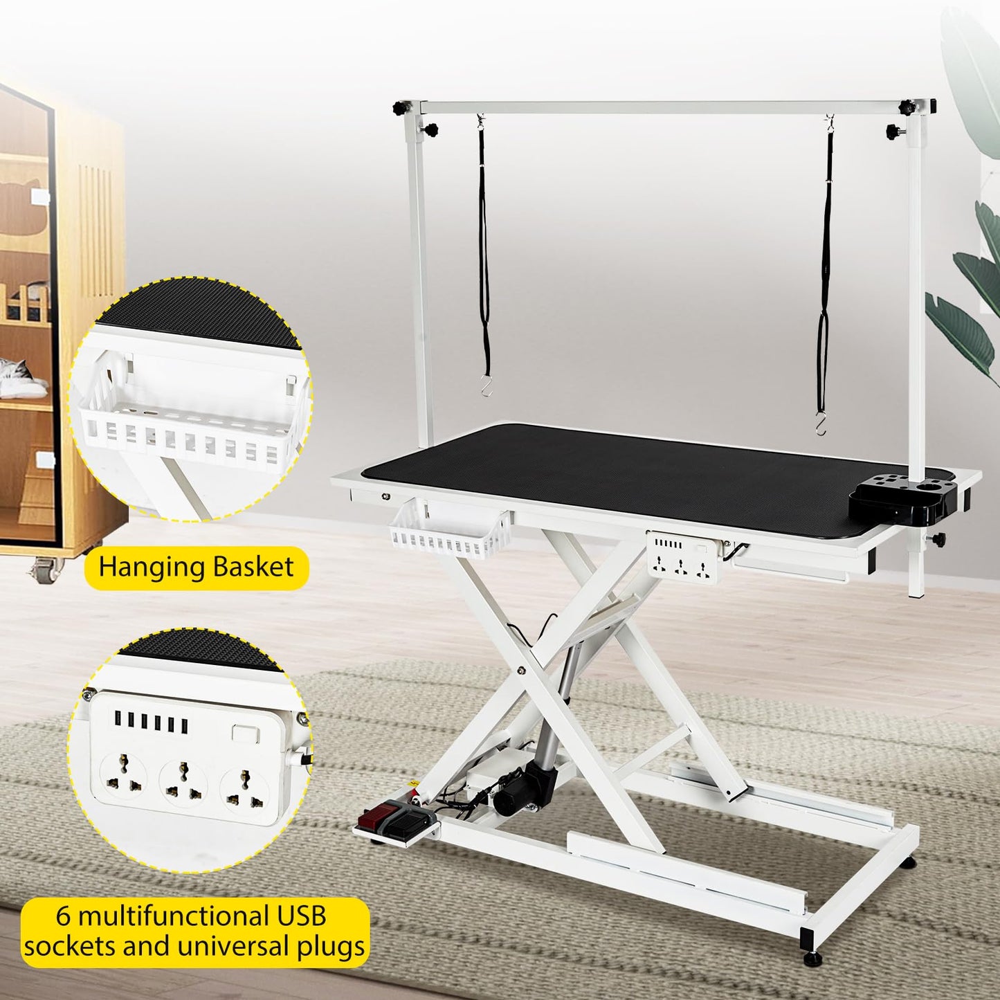 COZONY 50inch Hydraulic Dog Grooming Table,300LBS Electric Grooming Table for Dogs, Professional Pet Grooming Station for Large & Small Dogs