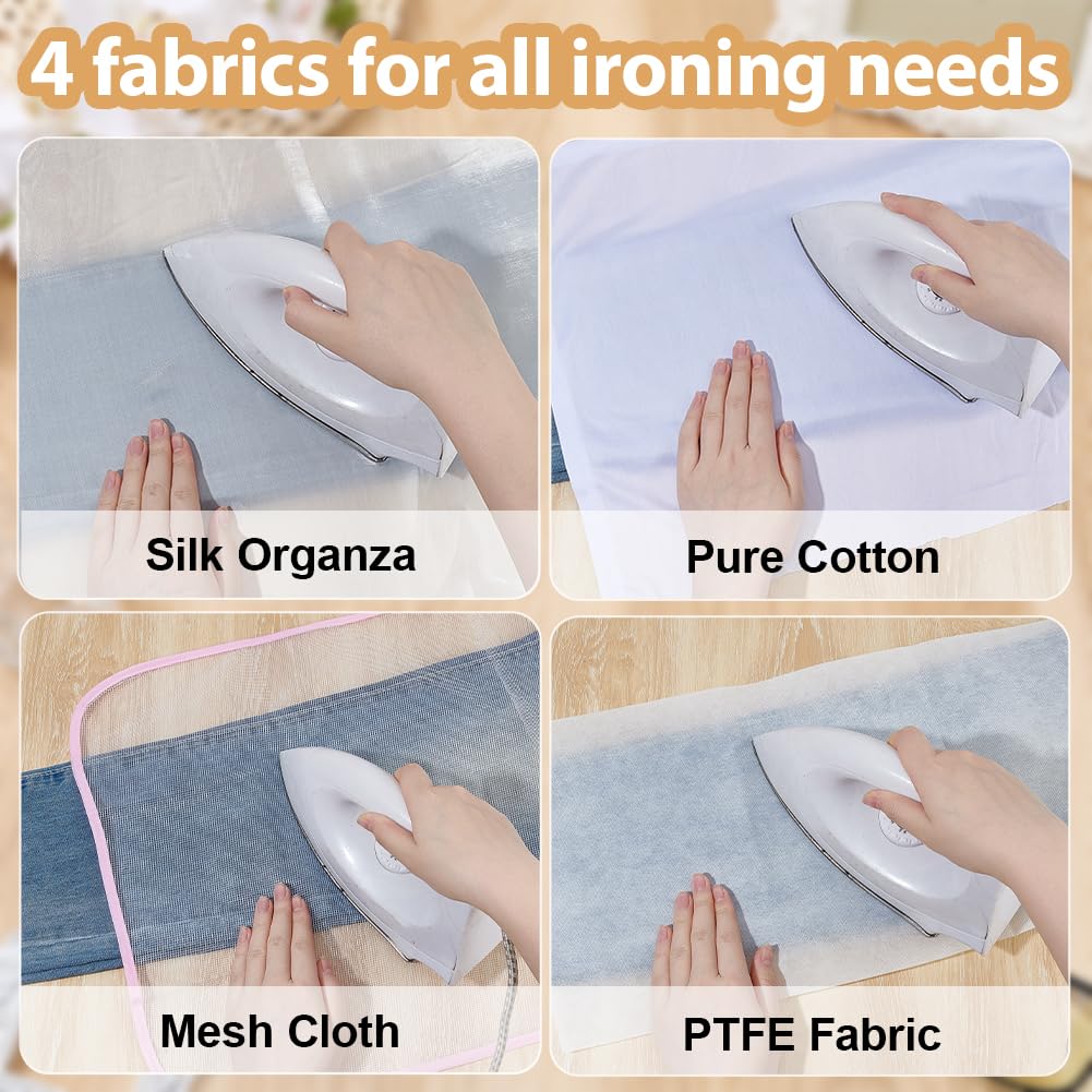 OLYCRAFT 4 Types Pressing Cloth for Ironing and Sewing Ironing Cloth to Protect Clothes Including 3 Yards Embroidery Fabric Ironing Mat Polyester Fabric Ironings Tablecloth for Clothes Protect