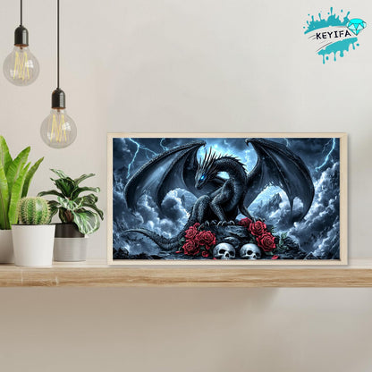 KEYIFA Diamond Art Kits for Adults, 28x16 Inch Large Dragon Diamond Painting 5D Diamond Art for Beginners Skull DIY Full Drill Paint by Diamonds Dots Gem Art for Home Wall Decor