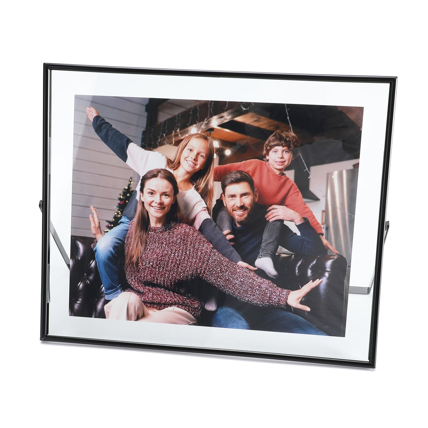 AhaGo Black Floating Frame(10"×12", Horizontal), For Picture 8.5x11, 8x10, 7x9, Tabletop Shelf Photo (Poster) Frame, Home or Office Decor, Classy For Holiday, Birthday or Wedding