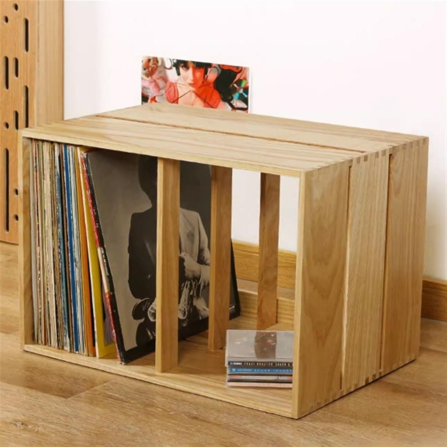 XJOYSL7921 DVD Storage Storage Rack Vinyl Record Holder - Tabletop Storage Display Shelf Stackable Wooden LP Cabinet Stand CD Rack Tower