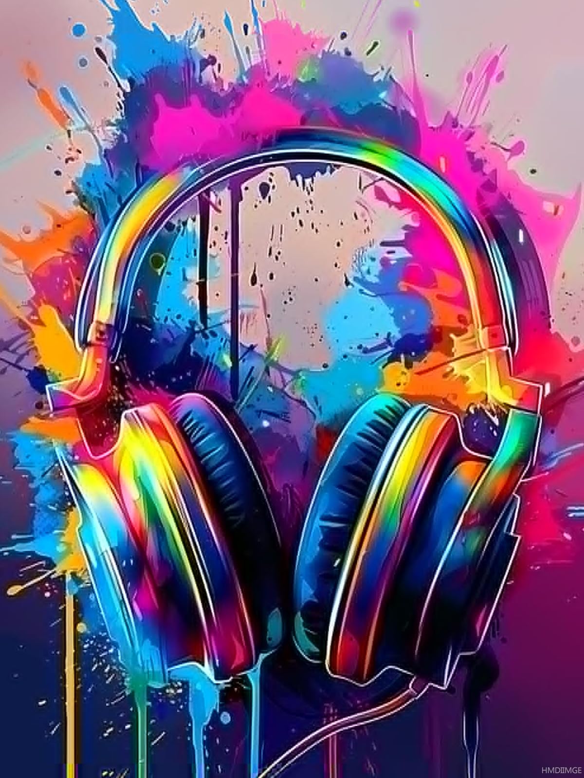 HMDIIMGE The Colorful Headphones 5D DIY Full Drill Round Art Diamond Art Perfect for Home Wall Deco Headphones Diamond Painting Kits for Adults 12x16 inch