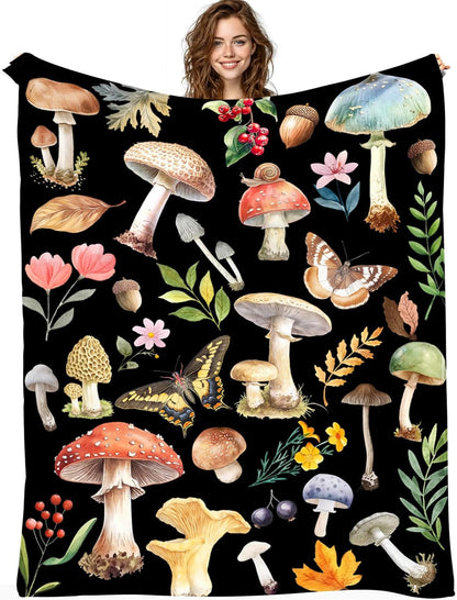 Knerova Cozy 40"x50" Mushroom Blanket - Ultra Soft Mushroom Throw Blanket, Super Fuzzy Plush Fleece Warm Stuffed Animal