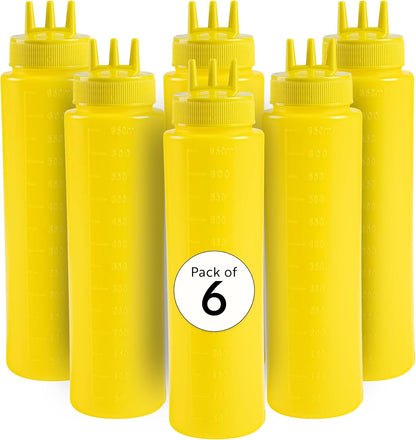 Restaurantware-24 6 Ounce Condiment Squeeze Bottles, Squeeze Bottles With Triple Dispersion Tips - Large, Flexible