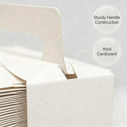 Treelement 24 Pack White Gable Boxes with Handle and Stickers,6×3.5×3.5 Inch Goodie Treat Boxes for Cookie, Party Favors,Birthday,Graduation,Lunch,Holiday Gifting