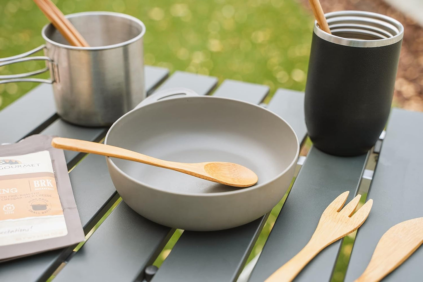 Premium Reusable Bamboo Utensil Travel Set, Eco-Conscious Blue Topo Includes Fork, Knife, Spoon, Chopsticks