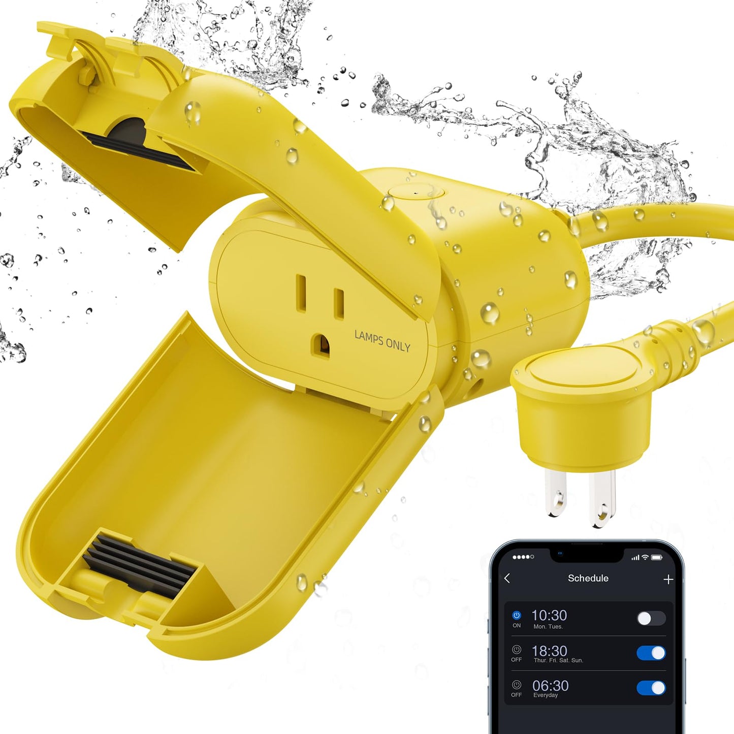 ELEGRP PQR20 Outdoor Smart Plug Waterproof IP66, WiFi Plug with 2 Individually Sockets, Compatible with Alexa & Google Assistant, Smart Outdoor Outlet for String Lights, UL Certified, 2 Pack, Black