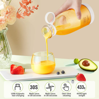 MIAOKE Portable Blender,Fashion Portable Blender for Shakes and Smoothies 11.8 Oz,Magnetic USB Fast Charging Mini Mixer Bottle,Take It for Traveling, Outdoor, Gym, Office, Cars, Gift -PK