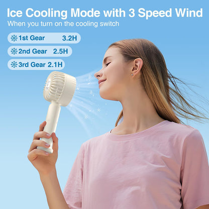 Handheld Cooling Fan, Portable Mini Fan with Cold Compress Function for Travel and Makeup