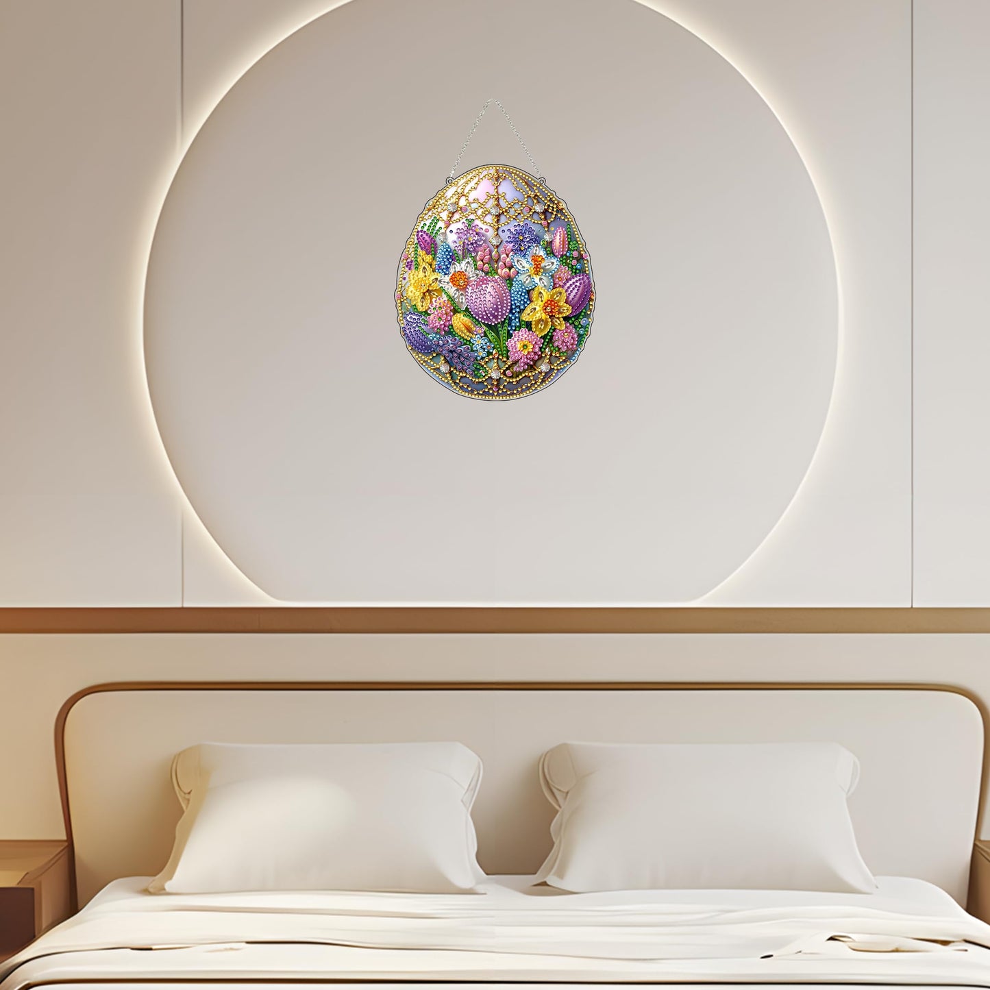 JJFox Easter Egg Flower Diamond Art Hanging Kit for Adult,Special Shaped Rhinestone,DIY Acrylic 5D Diamond Art Painting Window Pendants Home Garden Wall Hanging Kits Hanging Ornament,Double Sided