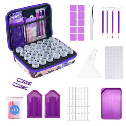 LIRUNQIU Diamond Painting Storage Containers, 30 Slots Diamond Art Accessories and Tools Kits Storage Box(Purple)