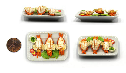 Lovely Mixed 5 Assorted Grilled, Steak, with Appetizer Dish Dollhouse Miniature Food, Tiny Food for Collectibles, Compatible with Barbie Dollhouse and Diorama Scale 1:6, 1/6