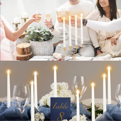 Bazayona 48pcs Flameless Flickering LED Taper Candles Bulk Battery Operated Candles for Christmas Halloween Birthday Wedding Party, (Ivory, 11 inch, 48pcs)