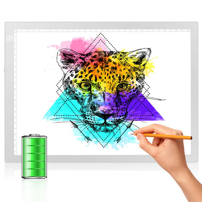 LitEnergy Rechargeable Light Board Battery Powered Light Box, Ultra-Thin Adjustable Artcraft LED Tracing Table Light Pad for Drawing, Diamond Art Painting, Sketching, Animation, Stenciling (Silver)