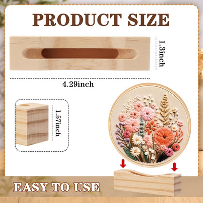 Chunful 6 Pcs Embroidery Hoop Display Stand Wooden Embroidery Frames Holder 2 Tier Groove Cross Stitch Hoop Stand Base Accessories for Display Works Home Exhibition Decor (4.29" X 1.3" X 1.57")