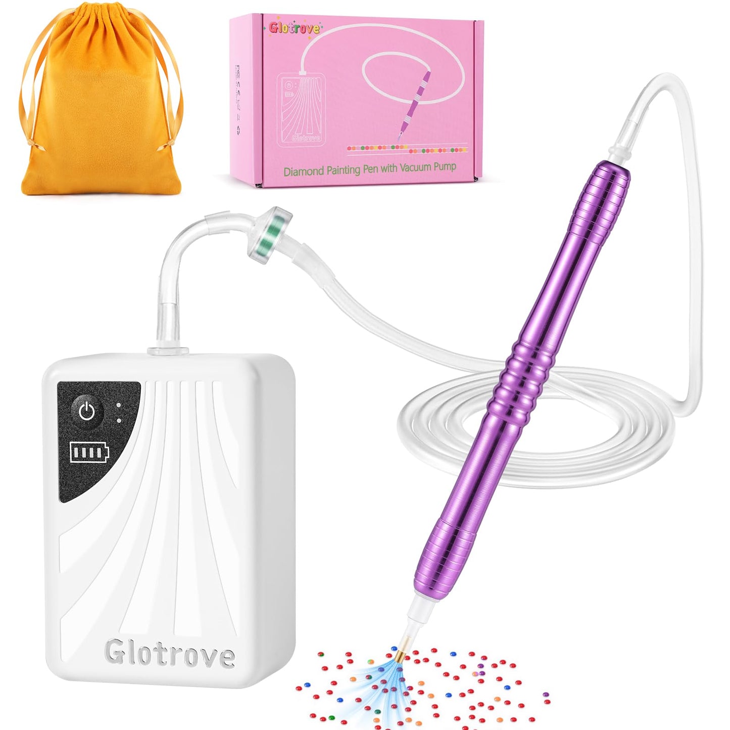 Glotrove Electric Diamond Painting Pen, Diamond Art Pens No Wax Needed, Accessories Tool Vacuum Drill Pen with Adjustable Suction Levels for Setting Stones