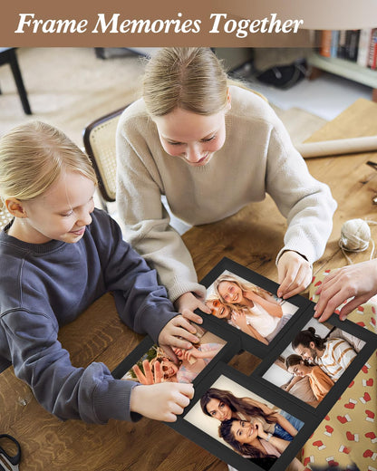 KAPIX 4x6 Picture Frames Collage, Collage Frame Wall Decor Display Four 4x6 Family Photos, Glass Front, Wall Hanging or Tabletop, Black