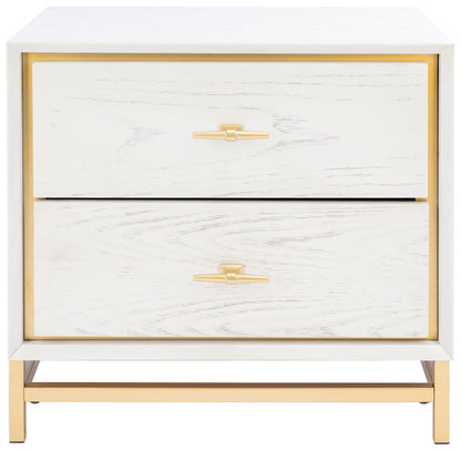 Safavieh NST6401C, 23" W x 16" L x 21.5" H, White Washed/Brass