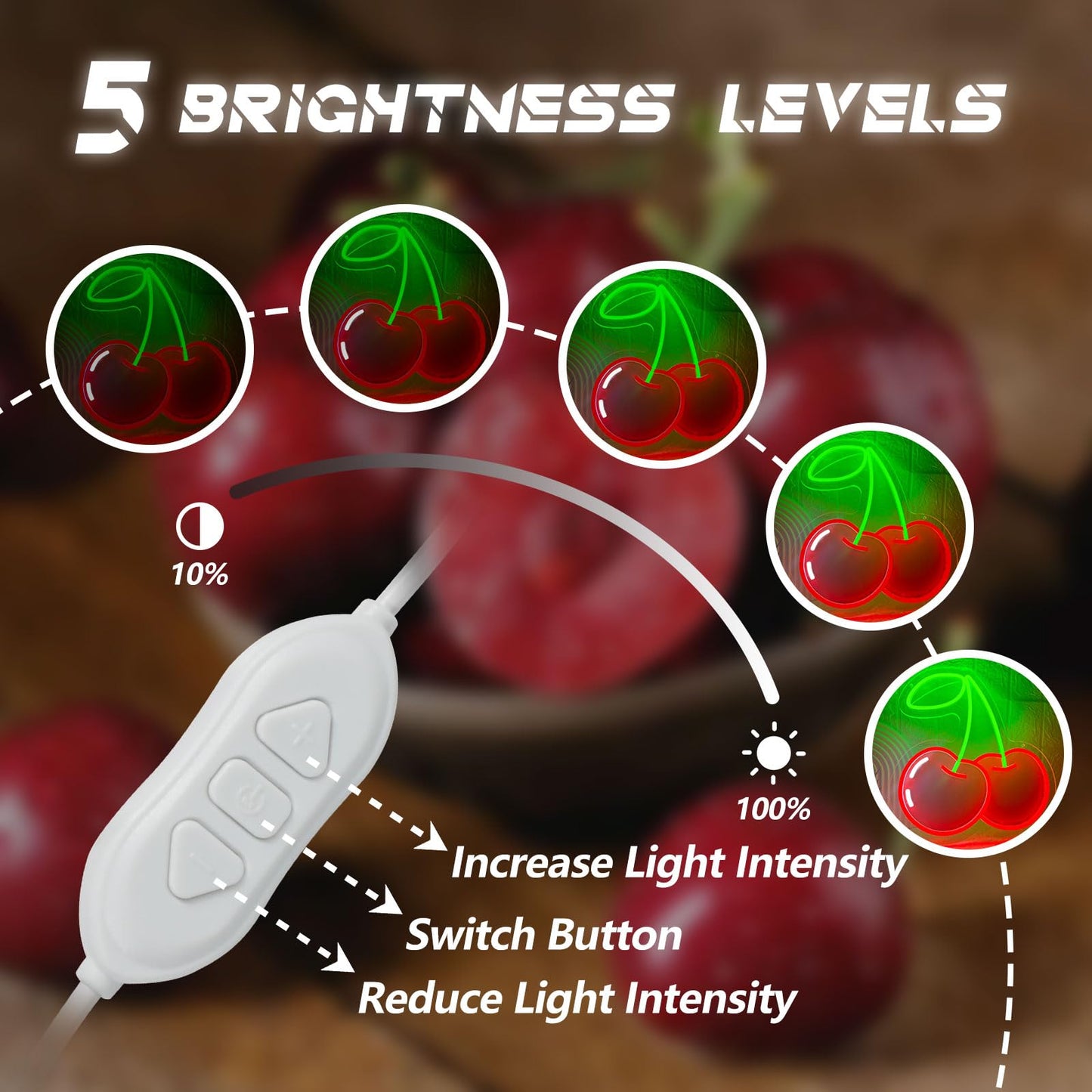 Cherry Neon Sign for Wall Decor, Dimmable Red Printed Cherries Neon Lights, Vibrant Fruit Themed Neons LED Signs for Kids Room, Bedroom, Restaurant, Bar, Club, Fruit Shop, Birthday Party (Cherry)