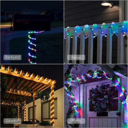 53Ft 160 echosari Rope Lights Outdoor Battery Operated, LED Rope String Lights Colors Changing with Remote Timer