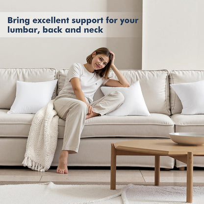 MIULEE Throw Pillow Inserts - Pack of 2, 16x24 Inch, 100% Virgin Fiber Filling for Bed & Couch