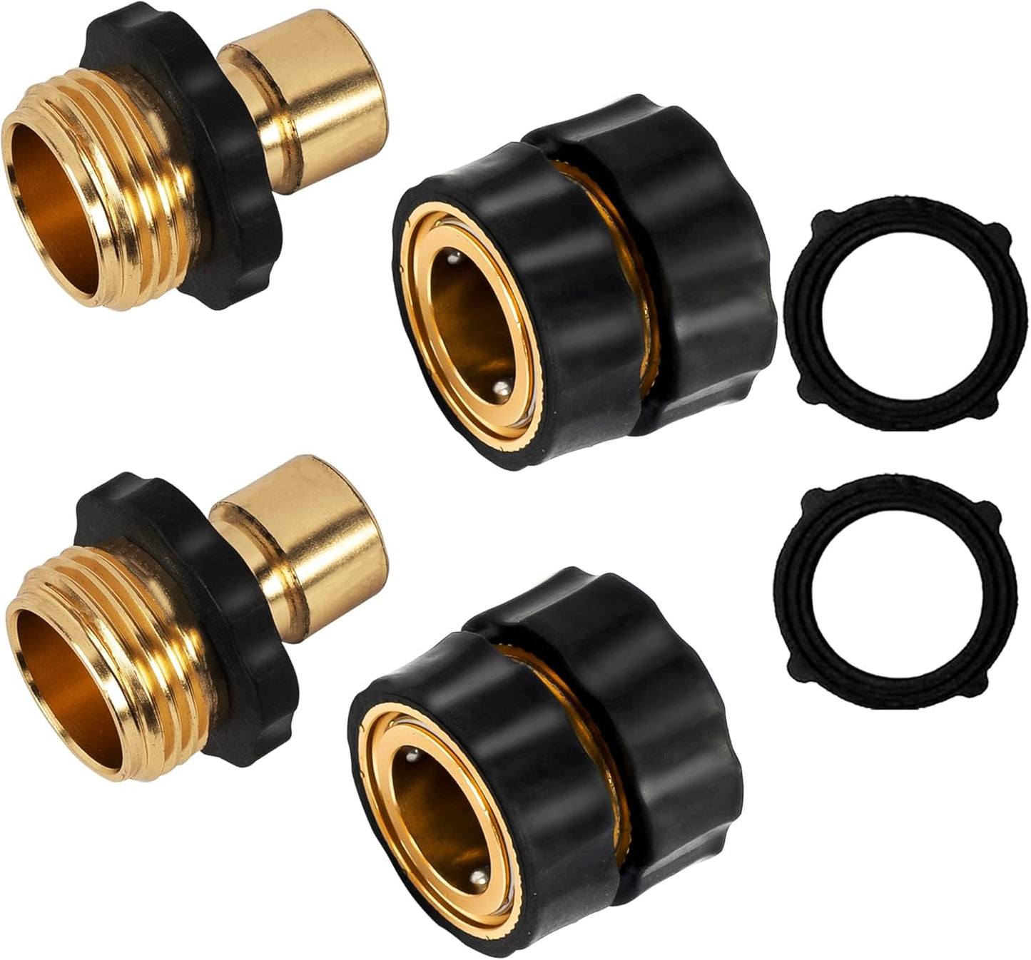 Xiny Tool 3/4 Inch Garden Hose Quick Connect, Male and Female Water Quick Release Hose Fittings