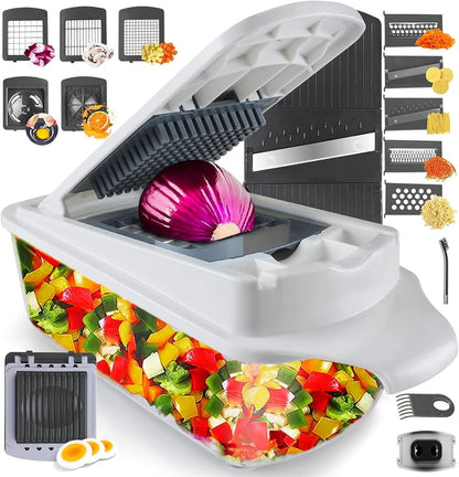 RüK Vegetable Chopper - 22-in-1 Multi Veggie Mandoline Slicer with 11 Blades & Lemon Squeezer | Food Cutter