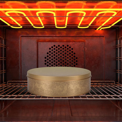 Amosfun Cookie Tin with Lid - 6.6 Inch Round Tinplate Treat Boxes Decorative Cake Pan Candy Snack Chocolate Patisseries Storage Container